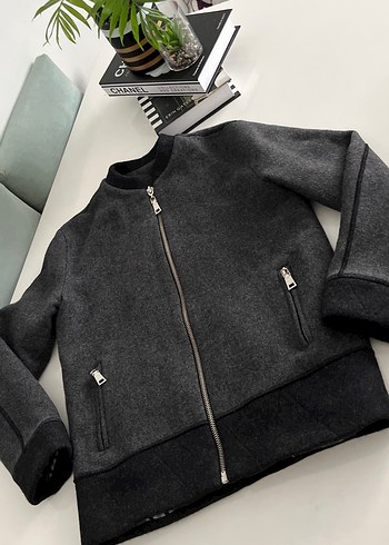 Erkek Gri Fermuarlı kaşe mont - Görsel 3