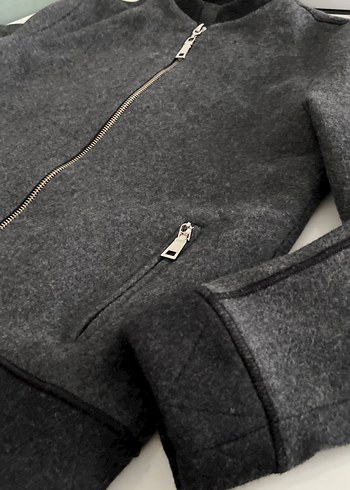Erkek Gri Fermuarlı kaşe mont - Görsel 4