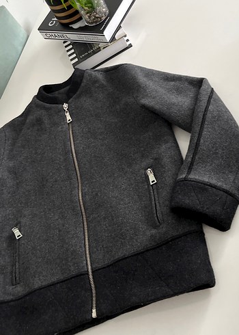 Erkek Gri Fermuarlı kaşe mont - Görsel 2