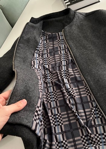 Erkek Gri Fermuarlı kaşe mont - Görsel 6