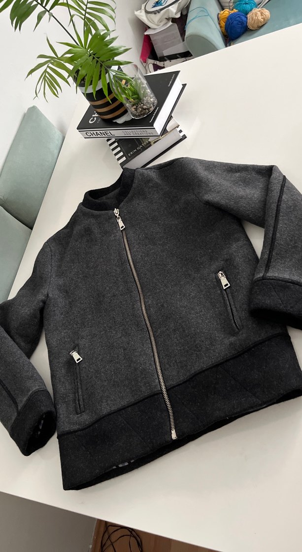 Erkek Gri Fermuarlı kaşe mont - Görsel 3