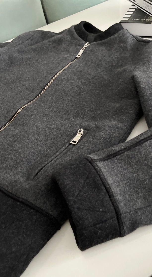 Erkek Gri Fermuarlı kaşe mont - Görsel 4