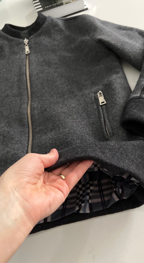 Erkek Gri Fermuarlı kaşe mont - Görsel 5