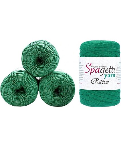 Spagetti yarn yeşil ribbon ip supla yapım kiti