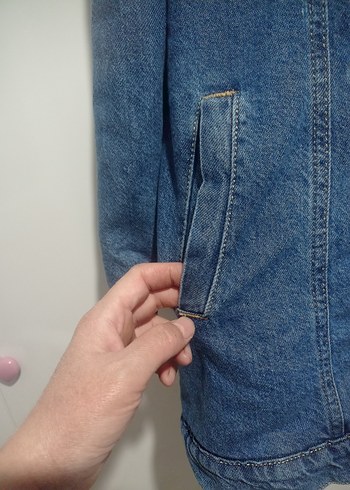 Düğmeli Kadın Mavi Kot Ceket - Görsel 4