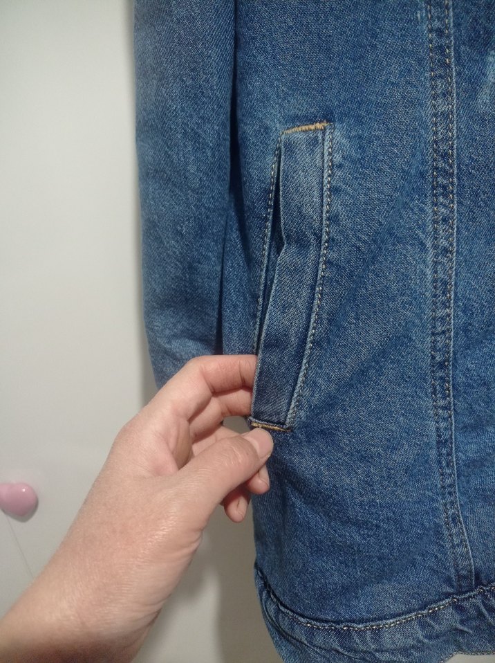 Düğmeli Kadın Mavi Kot Ceket - Görsel 4