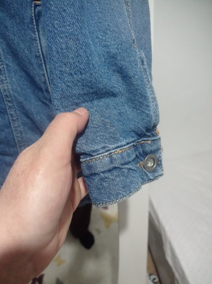 Düğmeli Kadın Mavi Kot Ceket - Görsel 5