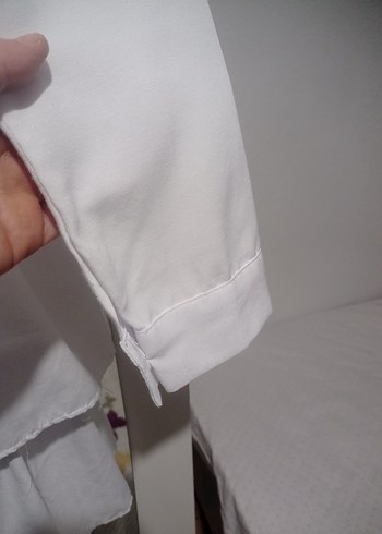 Uzun Kollu Beyaz Kadın Gömlek tunik - Görsel 3