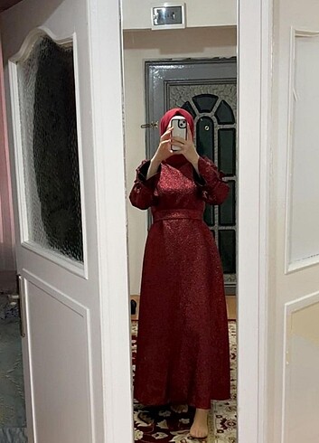 38 Beden bordo Renk Tesettür abiye
