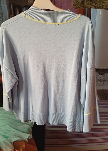 Gri Kadın Triko Uzun Kollu Salaş Kazak - Görsel 3