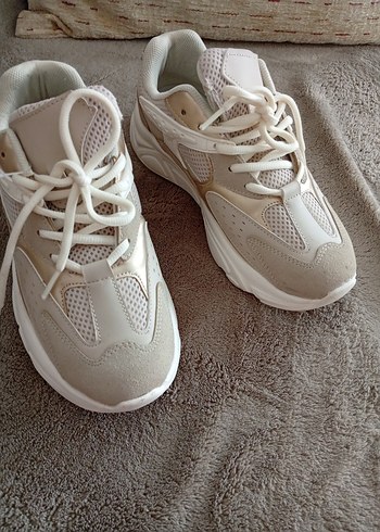 Beyaz Bağcıklı Kadın Günlük Spor Ayakkabı - Görsel 5