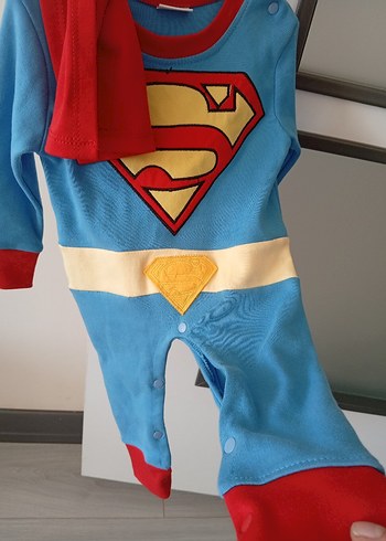 Uzun Kollu Süperman Bebek Tulum - Görsel 4