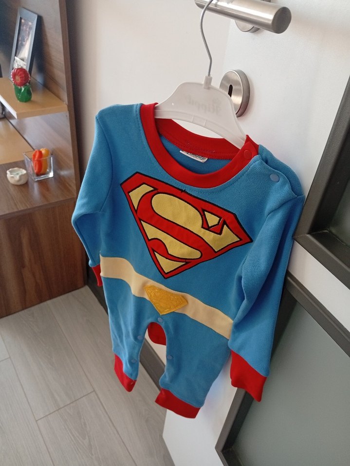 Uzun Kollu Süperman Bebek Tulum - Görsel 2