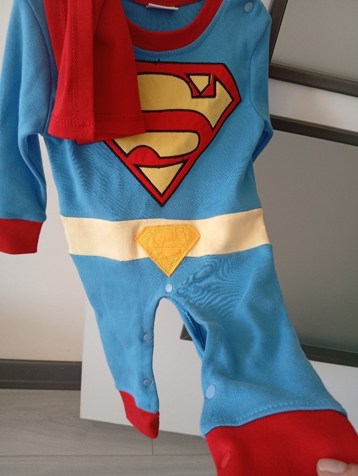 Uzun Kollu Süperman Bebek Tulum - Görsel 4