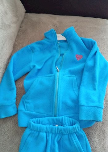 Kız Çocuk Mavi Fermuarlı Eşofman Takımı - Görsel 2