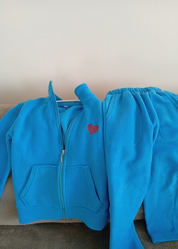 Kız Çocuk Mavi Fermuarlı Eşofman Takımı - Görsel 4