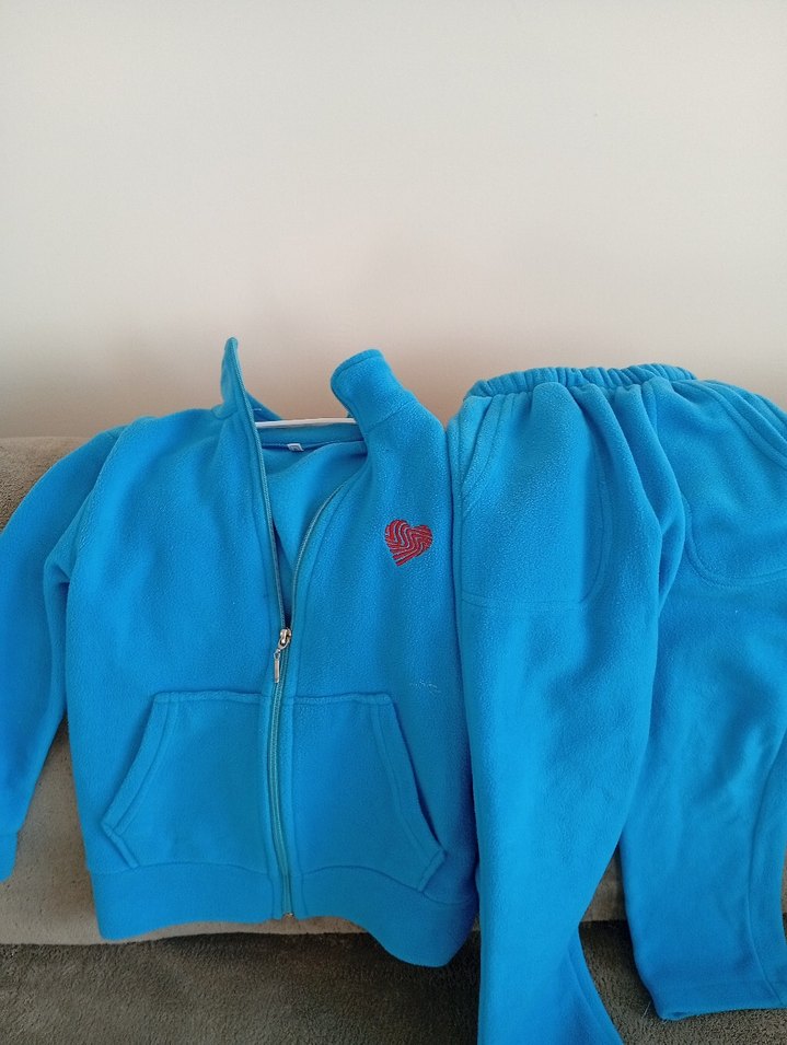 Kız Çocuk Mavi Fermuarlı Eşofman Takımı - Görsel 4