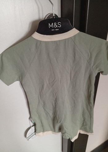 Gri Pamuklu Bebek Tulum, Kısa Kollu - Görsel 5