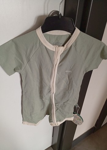 Gri Pamuklu Bebek Tulum, Kısa Kollu - Görsel 7