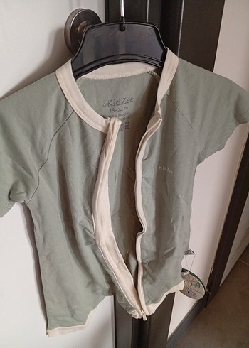 Gri Pamuklu Bebek Tulum, Kısa Kollu - Görsel 2