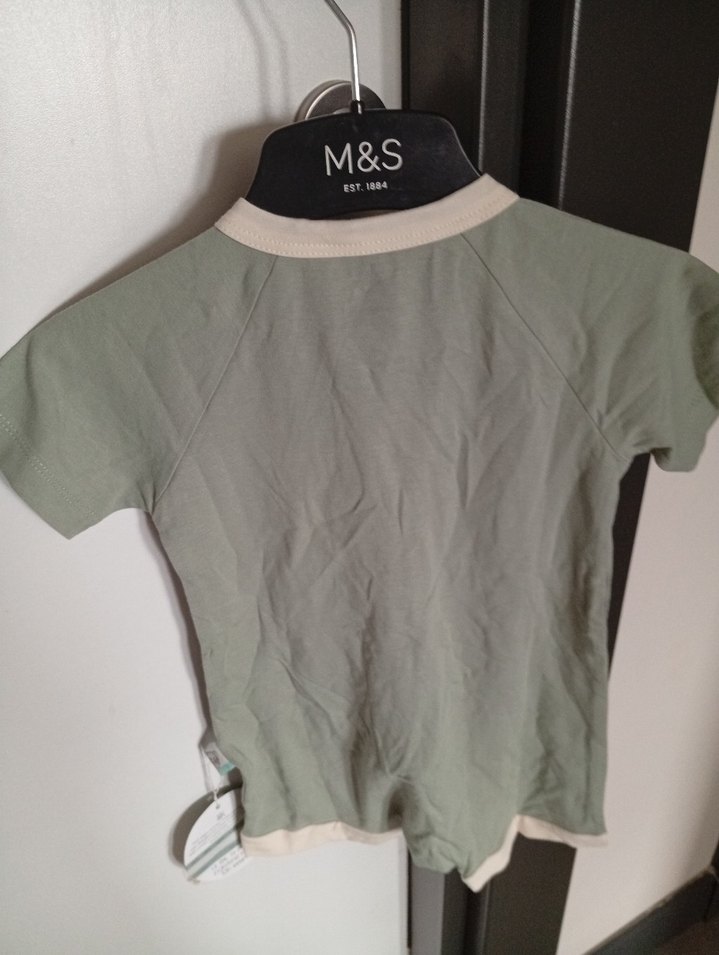 Gri Pamuklu Bebek Tulum, Kısa Kollu - Görsel 5