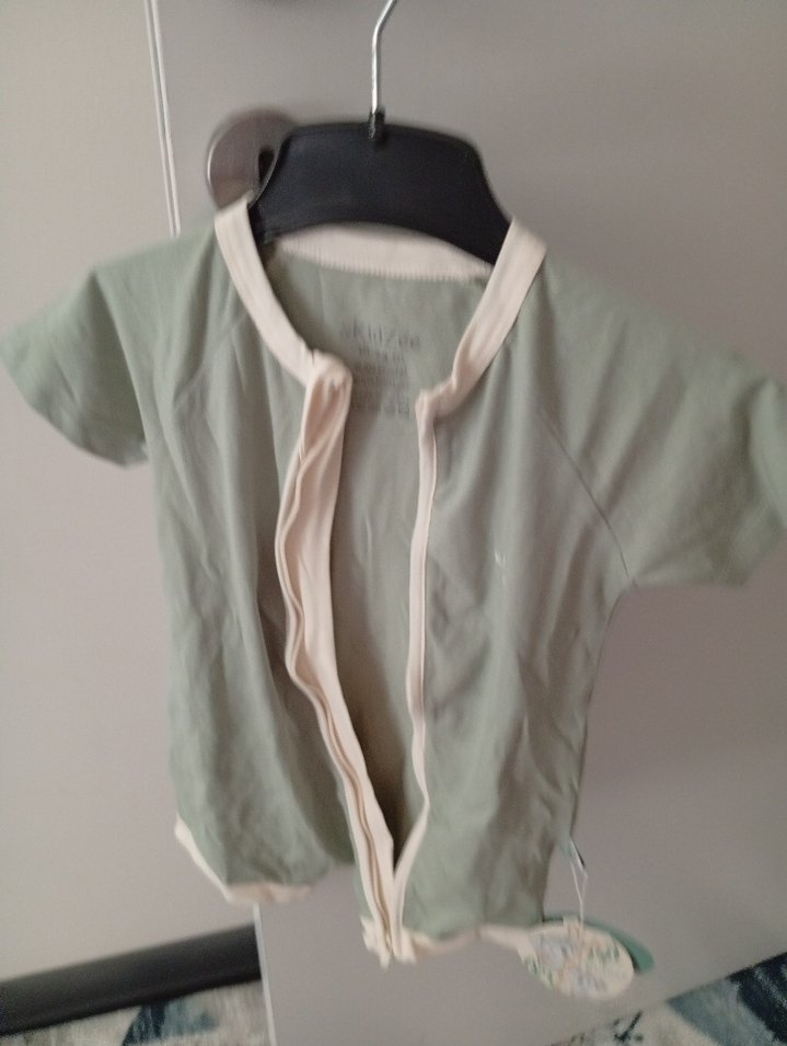 Gri Pamuklu Bebek Tulum, Kısa Kollu - Görsel 3