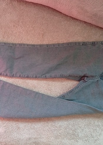 Gri Fermuarlı Kadın Denim Pantolon - Görsel 3