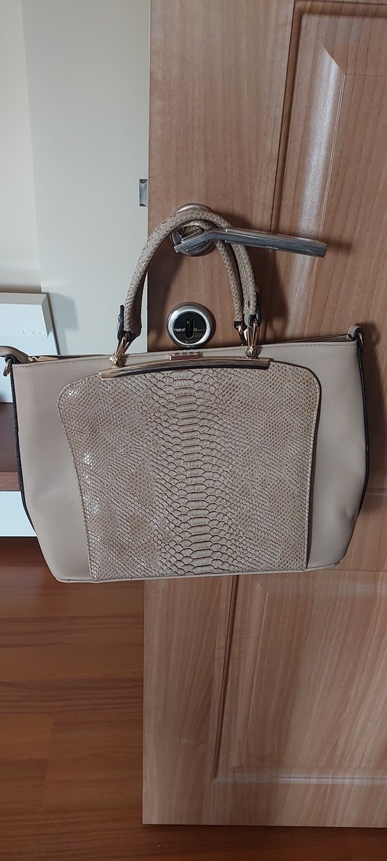 Michael Kors Bej Deri Yılan Desenli Kadın Çanta - Görsel 2