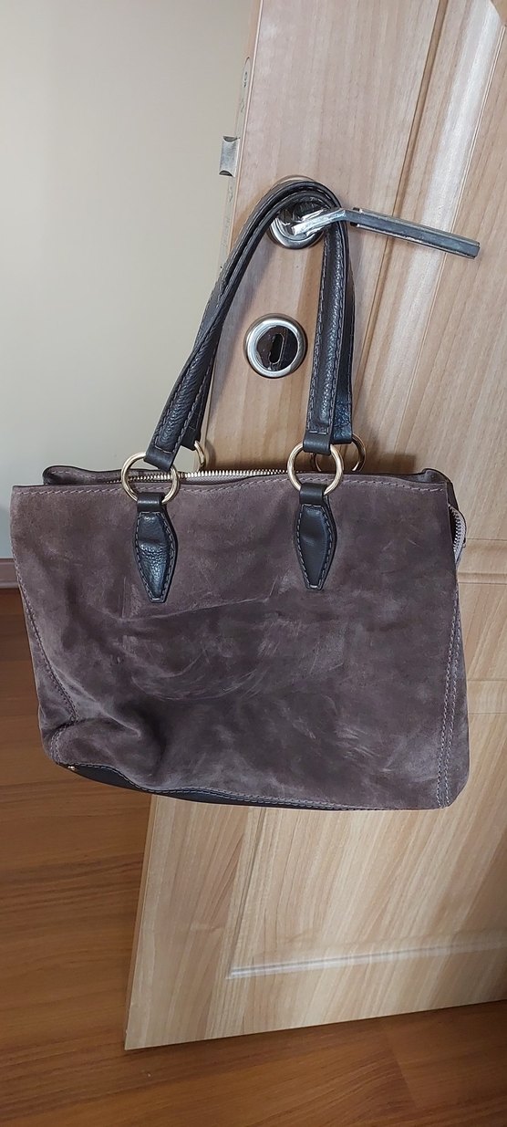 Kahverengi Süet Kadın Çanta - Görsel 2