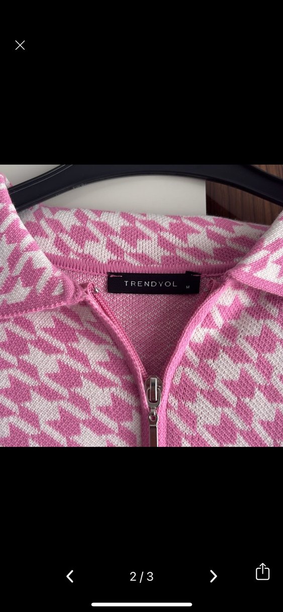 Pembe Mini Örgü Kadın Kazak - Görsel 2