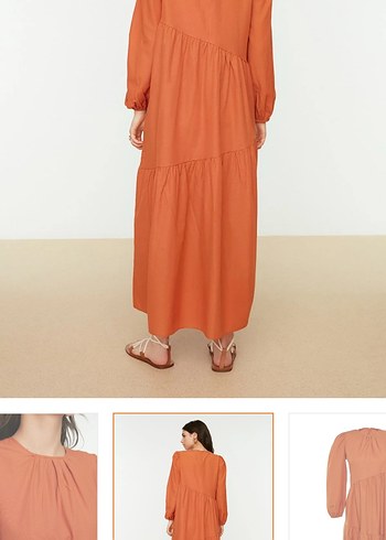 Uzun Kesim Kamel Renkli Salaş Elbise - Görsel 3