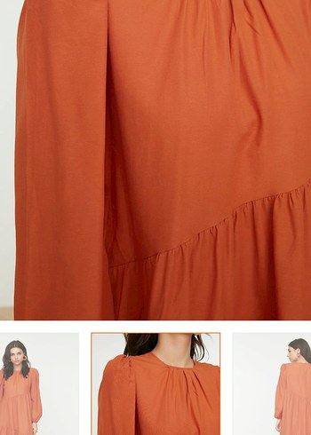 Uzun Kesim Kamel Renkli Salaş Elbise - Görsel 2