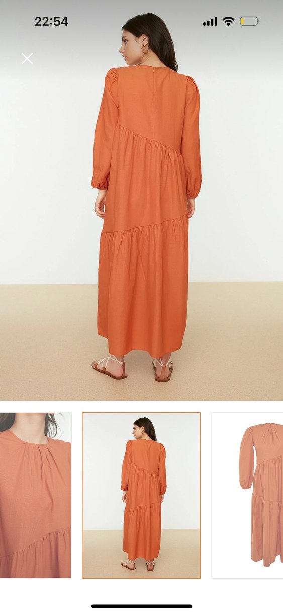 Uzun Kesim Kamel Renkli Salaş Elbise - Görsel 3