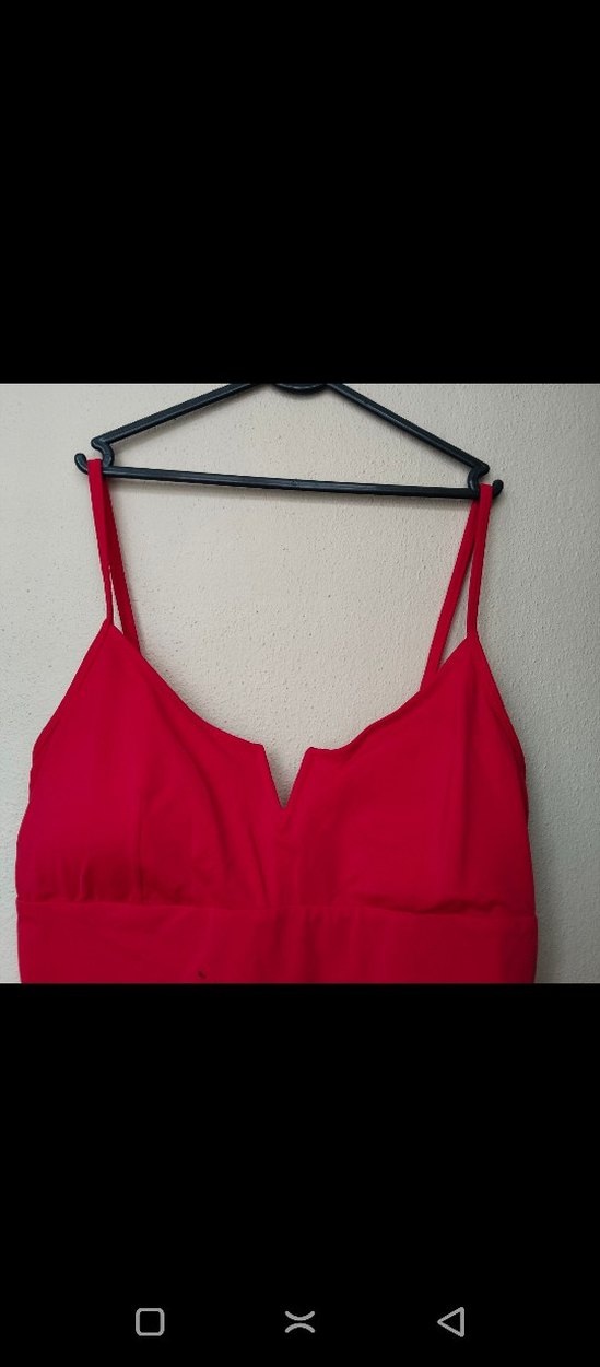 Kırmızı İnce Askılı Kadın Mayo - Görsel 2