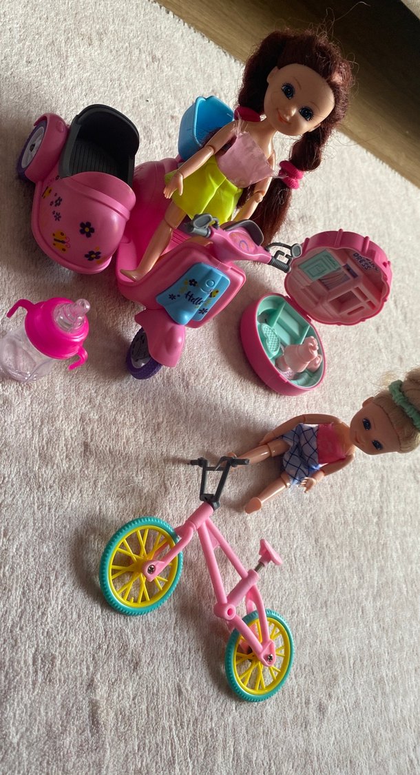Pembe Scooter ve Bisikletli Bebek Seti - Görsel 2