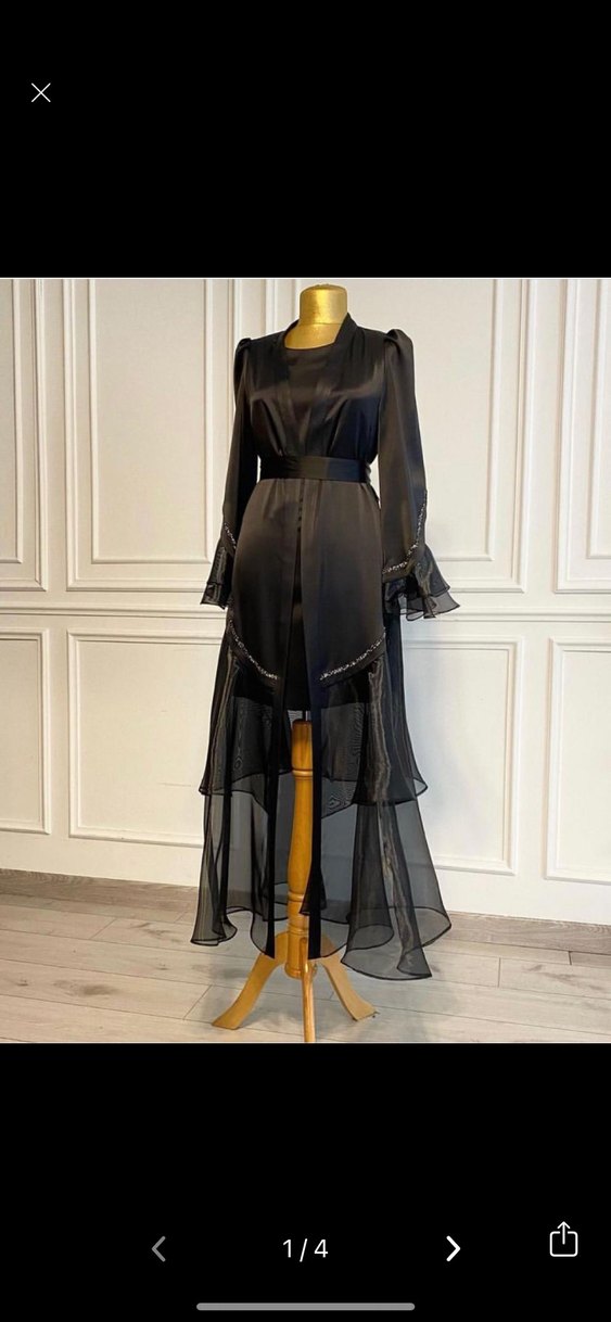 Siyah Uzun Kadın Elbise - Gotik Stil - Görsel 3