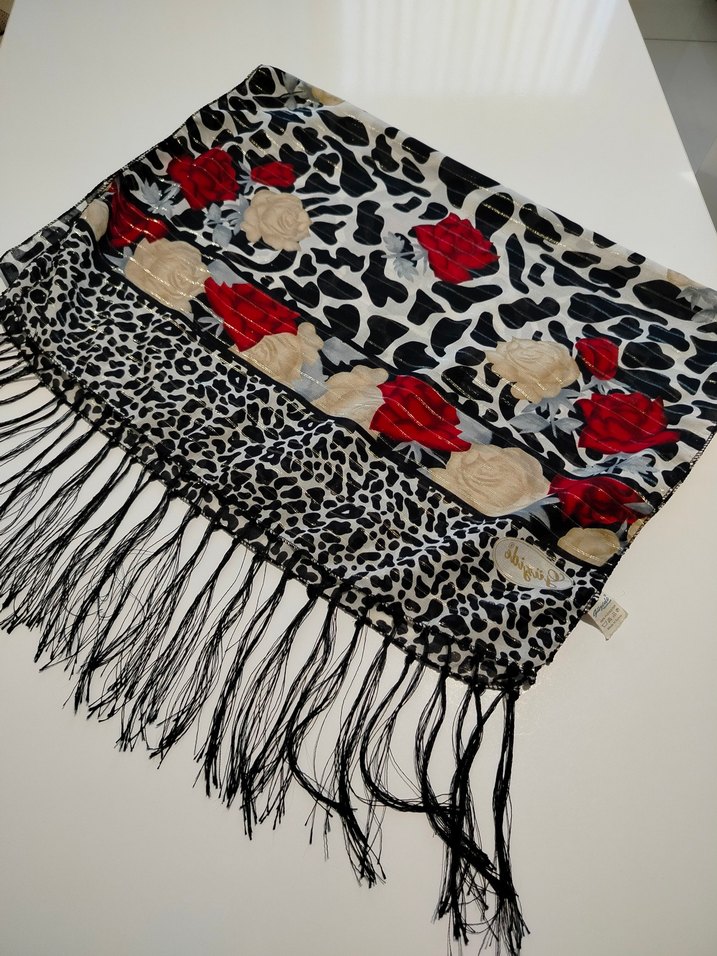 Kadın Çok Renkli Bohem Drapeli Fular Şal - Görsel 3