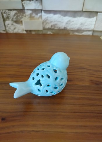 Turkuaz Renkli Seramik Kuş Biblo - Görsel 2