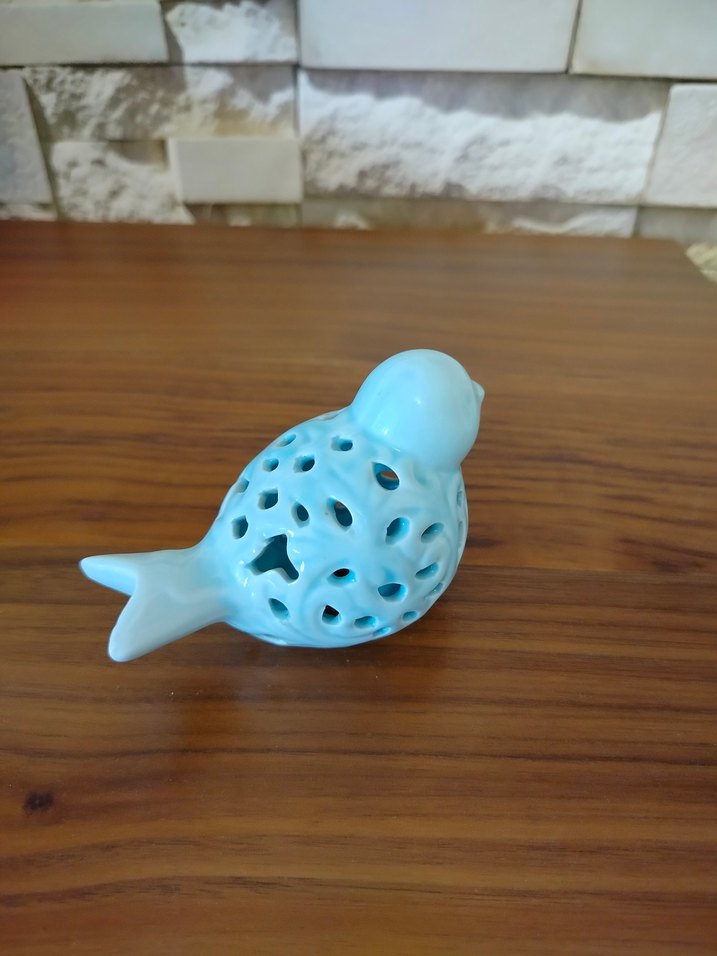 Turkuaz Renkli Seramik Kuş Biblo - Görsel 2