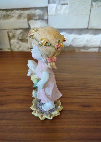 Pembe Elbiseli Çiçekli Kız Biblo - Görsel 3