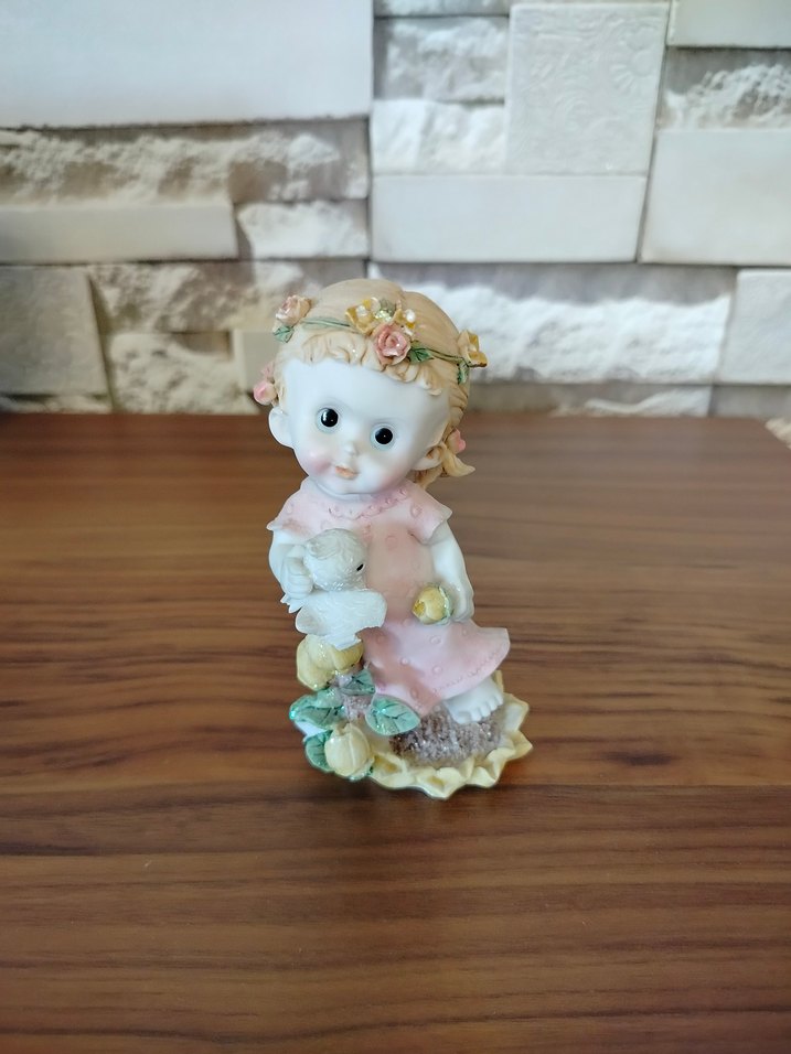 Pembe Elbiseli Çiçekli Kız Biblo - Görsel 2