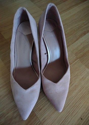 Pudra Rengi Süet Stiletto Kadın Topuklu Ayakkabı - Görsel 6