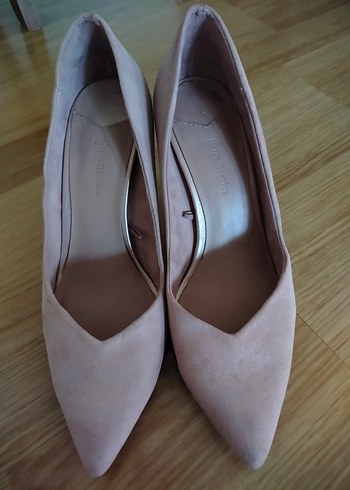 Pudra Rengi Süet Stiletto Kadın Topuklu Ayakkabı - Görsel 3