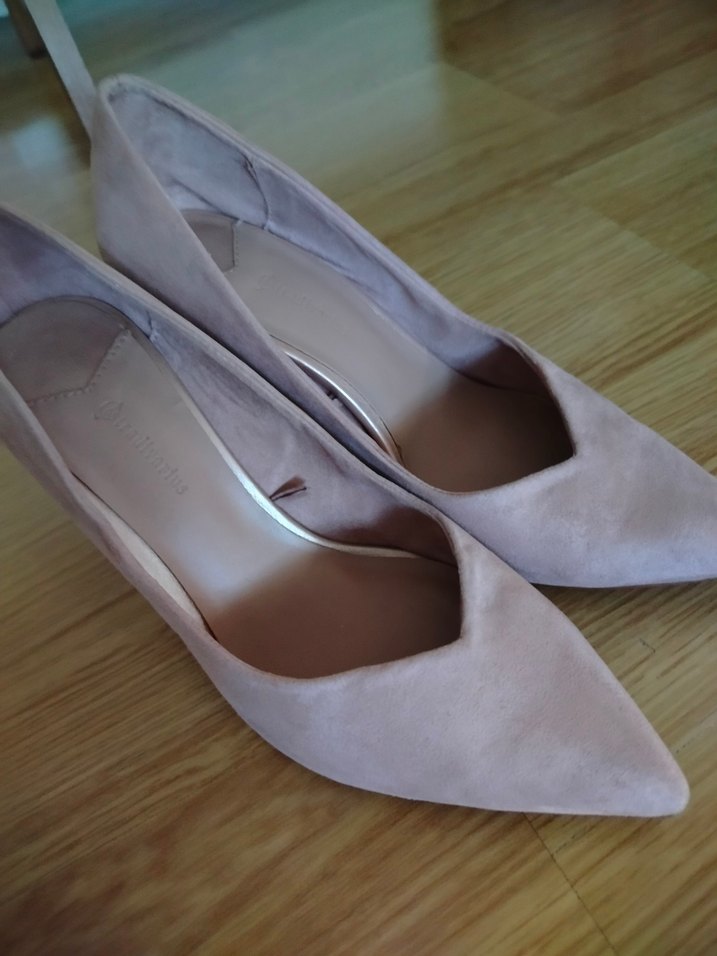 Pudra Rengi Süet Stiletto Kadın Topuklu Ayakkabı - Görsel 4