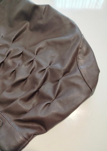 Kadın Kahverengi Pliseli Deri Çanta - Görsel 11