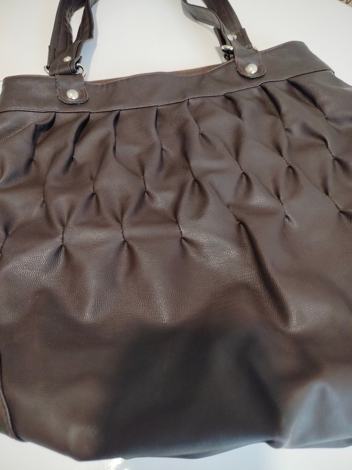 Kadın Kahverengi Pliseli Deri Çanta - Görsel 3