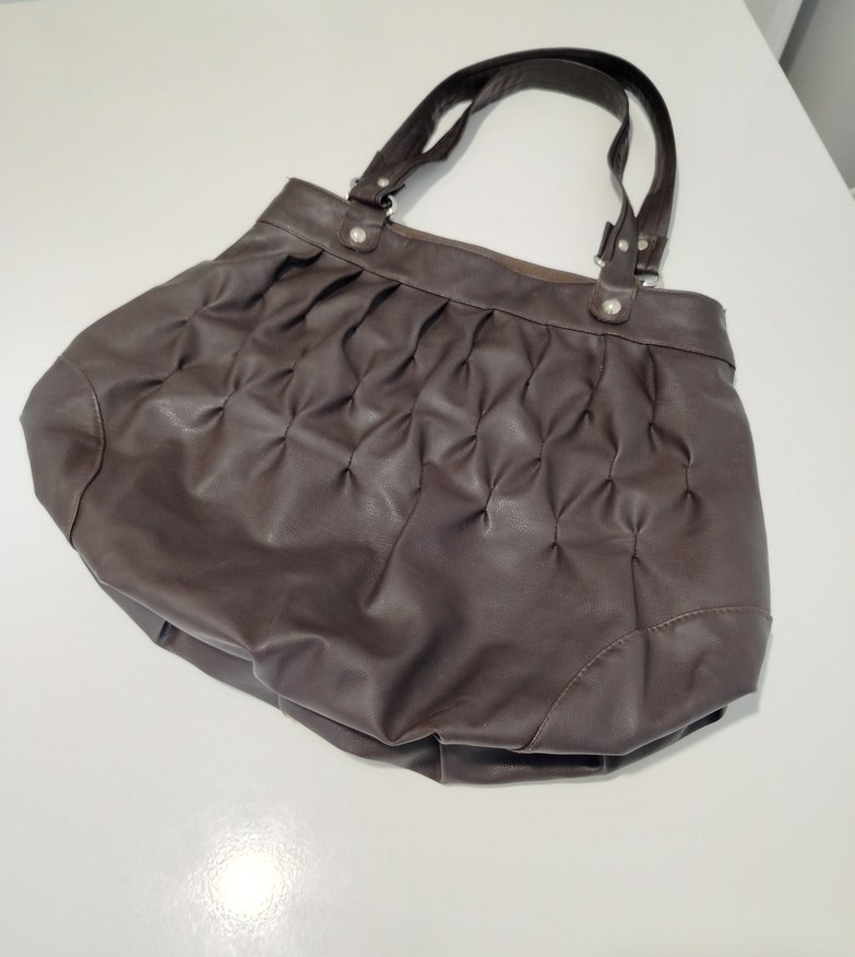 Kadın Kahverengi Pliseli Deri Çanta - Görsel 2