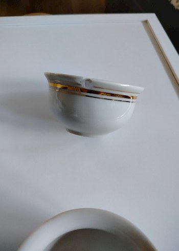 Gold Çizgili Beyaz Seramik vintage 4 Adet Bardak Seti - Görsel 5