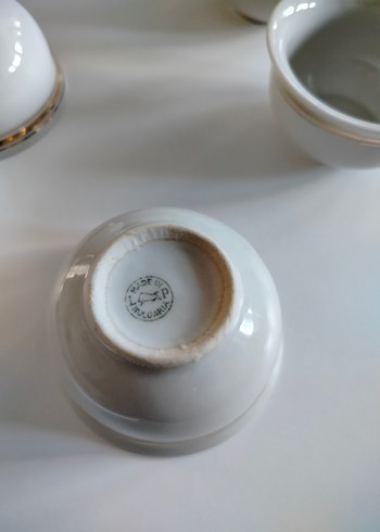 Gold Çizgili Beyaz Seramik vintage 4 Adet Bardak Seti - Görsel 4