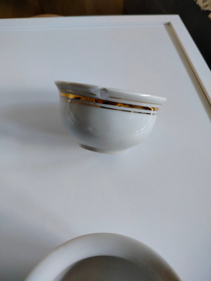 Gold Çizgili Beyaz Seramik vintage 4 Adet Bardak Seti - Görsel 5